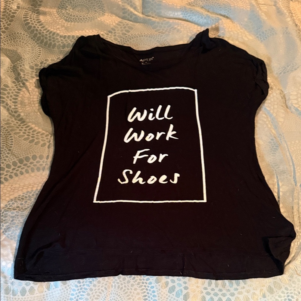 Apt. 9 Black Graphic Tee - Will Work For Shoes
